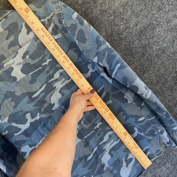 Shirt Jacket Mens XLarge Blue Camo Denim Shacket Snap Button Casual Utility - Picture 7 of 10